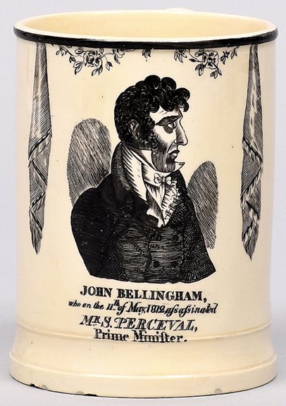 AntiqueDigest's tweet photo. Creamware mug commemorating the assassination of English prime minister Spencer Perceval sold for $5165 at @WoolleyWallis In 1812, Perceval was shot dead by English merchant John Bellingham https://t.co/b48azxqlyC #antiques #antique #vintage #creamware #Perceval #Bellingham #mug https://t.co/hrgZfNLoQu