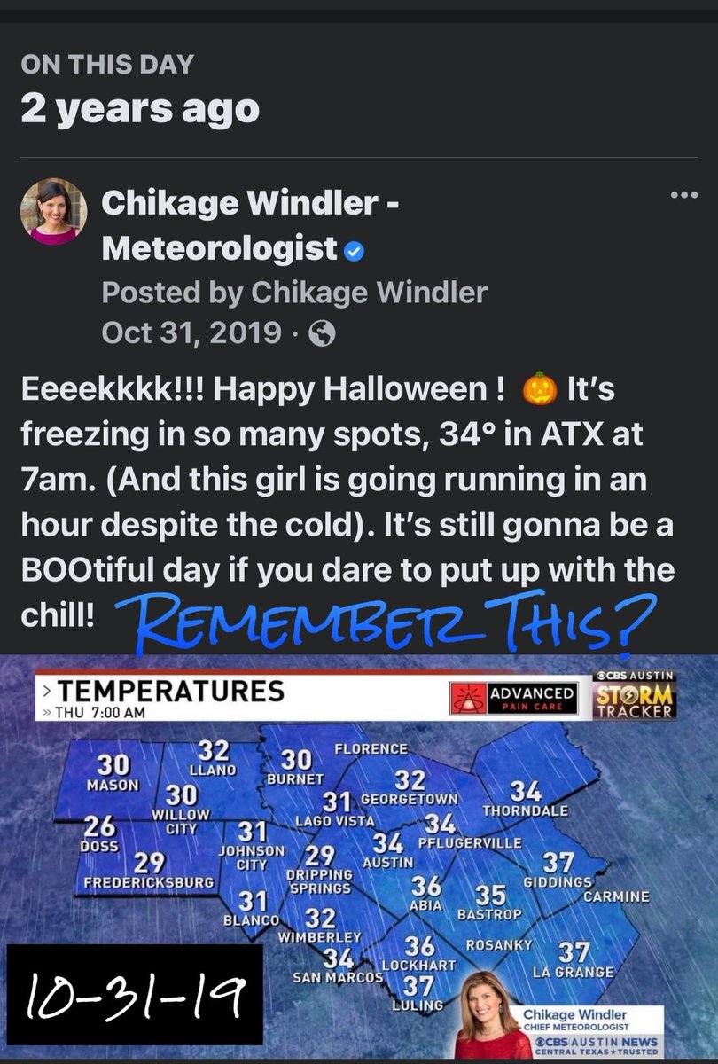 ChikageWeather's tweet photo. Yβall remember this? 2 years ago it was FREEZING in Central Texas on Halloween! π₯Ά
#WeatherAlmanac #OnThisDay #OTD #WeatherHistory #October31st #AustinWeather #atxwx #atx https://t.co/2EVDsRhlzu