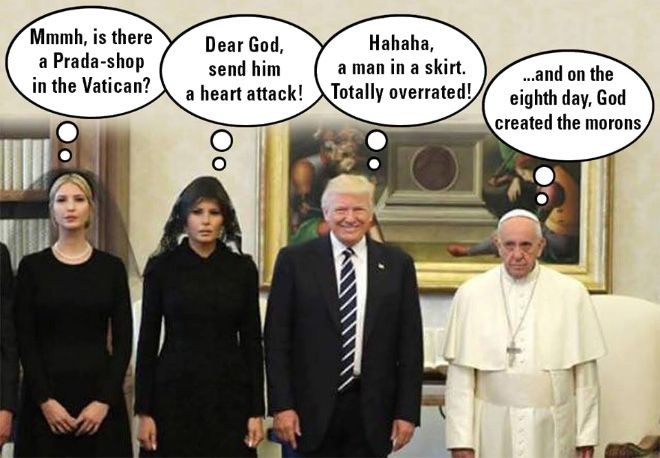 JFKtheone's tweet photo. Remember that time when Trump and family met the Pope? #letsgoBranden https://t.co/1IfLIJXtgh