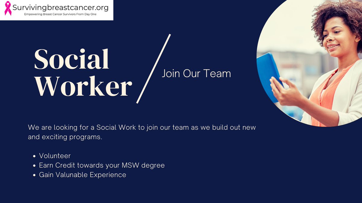 SBC_org's tweet photo. We are teaming up with @KylaGThompson  who is spearheading our #PinkKids program and we are looking for Social Workers to join our team as we support adolescents whose parent has been diagnosed with #breastcancer, or has lost a parent to #metastaticbreastcancer. Interested? LMK! https://t.co/CZpXyeDyGi