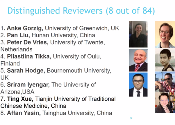 BESCConference's tweet photo. We would like to thank all our reviewers and recognize our outstanding reviewers for #BESC2021 - @AnkeGorzig @PanLiuPhD, Peter de Vries, @Piiastiina  @SHodge_, Sriram Iyengar, Ting Xue, and Affan Yasin https://t.co/T9hoIA8WBm