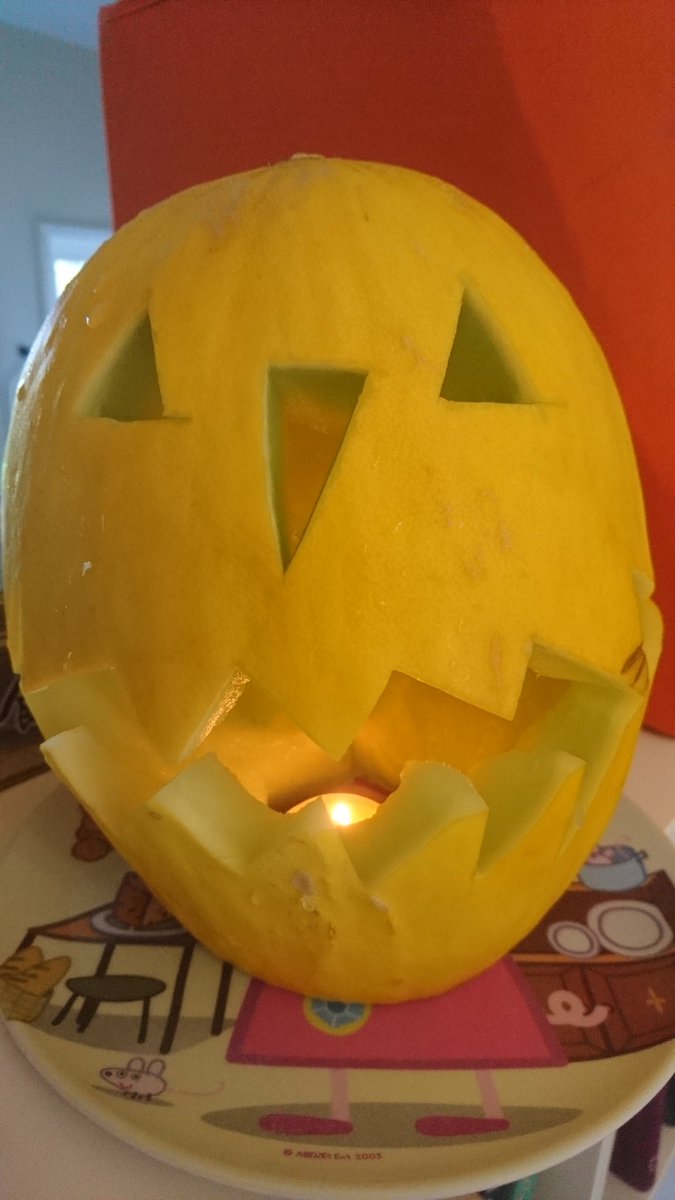 I carved a melon, it's a bit rubbish but at least we've eaten it.