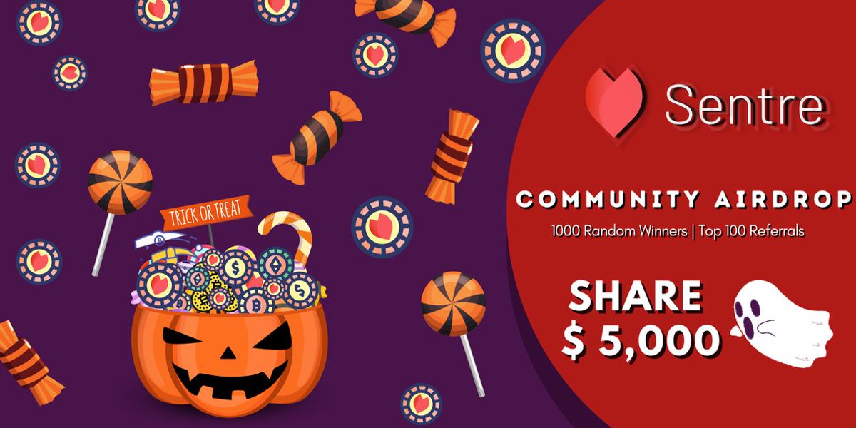 👻🍬SENTRE HALLOWEEN AIR-DROP | No TRICK just TREAT please

🎃Total "Treat": $5000 worth of SEN token

🔮Duration: from 28th Oct, 2021 to 7th Nov, 2021

👉All the way to be the winner: t.me/SentreAnnounce…

Good luck to y'all ♥️
#Sentre #OpenProtocol #SolanaSummer #Airdrop