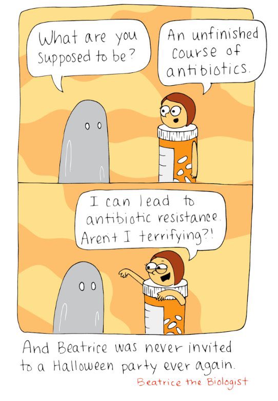 #Halloween #antibioticresistance #AMR #superbugs #HospitalAcquiredInfections Comic credits: @beatricebiology