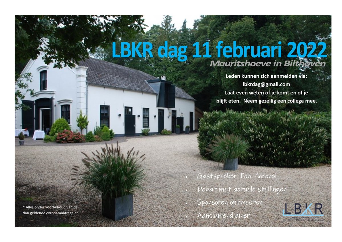 Zet hem alvast in je agenda!
Wij hebben er al zin in.
Bestuur LBKR