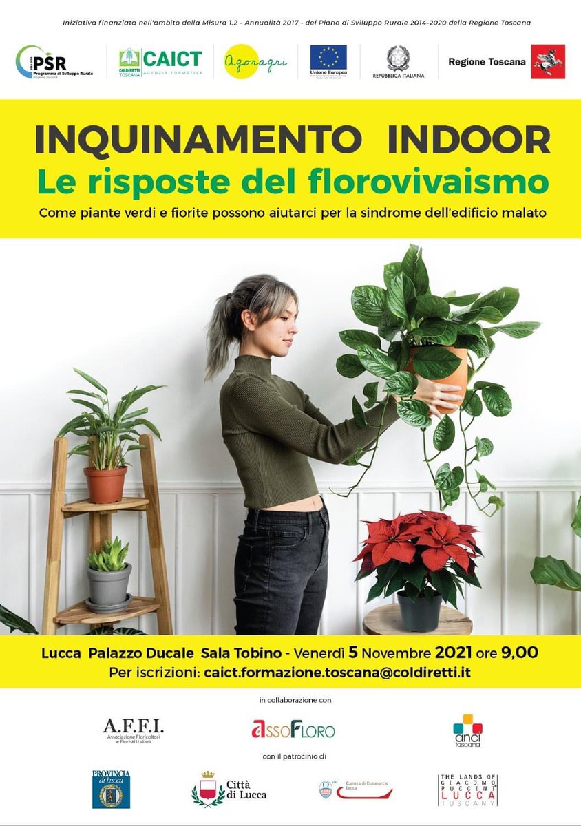 assofloro's tweet photo. Inquinamento indoor: come piante verdi e fiorite possono aiutarci per la sindrome dell’edificio malato. Conferenza a Lucca organizzata da @COLDIRETTITOSCA https://t.co/kk7YD30q7R https://t.co/qoVaR4bCNF