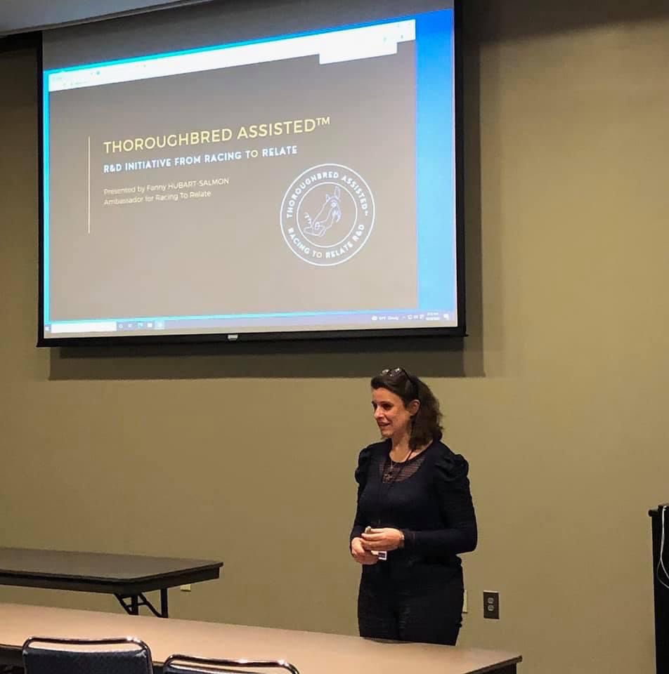 whereisfanny's tweet photo. That a wrap from NC. So grateful to have been able to represent @racingtorelate at the inaugural #horsesandhumans research foundation conference. @TBassisted #HRRF #EquineImmersionProject #manowarproject #HETI 🐴❤️ https://t.co/F00A6zCNhT