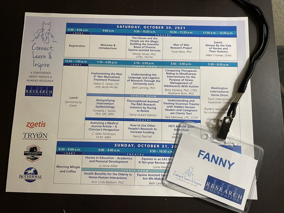 whereisfanny's tweet photo. That a wrap from NC. So grateful to have been able to represent @racingtorelate at the inaugural #horsesandhumans research foundation conference. @TBassisted #HRRF #EquineImmersionProject #manowarproject #HETI 🐴❤️ https://t.co/F00A6zCNhT
