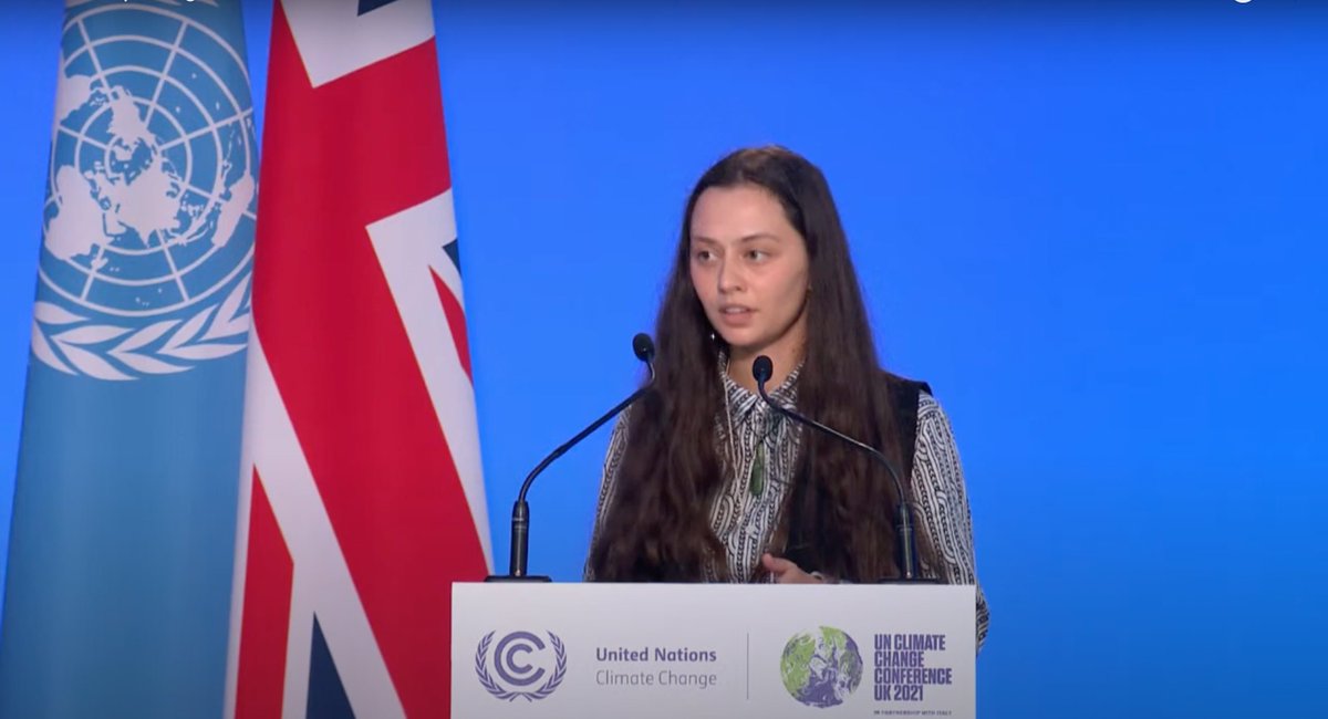CANRacCanada's tweet photo. "Land back. Oceans back. This is all part of following Indigenous leadership. This is what keeping warming below 1.5° looks like... This COP, learn our histories, listen to our stories, honour our knowledge, and get in line or get out of the way." -@IndiMiro 

#COP26 https://t.co/dzwGT5IpRF