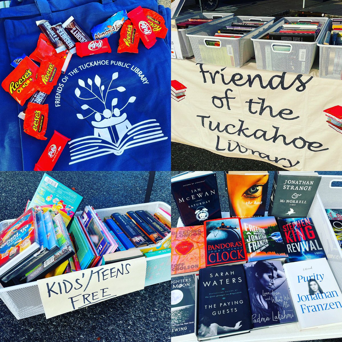 Booooo-k Sale Today! Tuckahoe Farmers Market from 9am-3pm. All proceeds benefit the Tuckahoe Public Library. Kids + teens titles are free! Also, we have candy. 👻🎃🍬📚 cc: <a href="/WestLibSys/">Westchester Lib Sys</a>