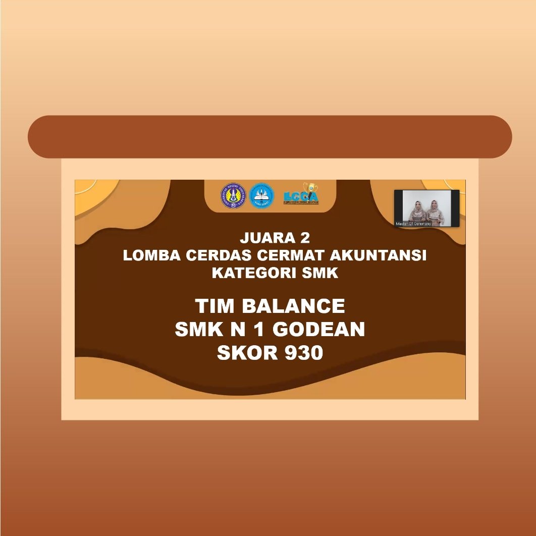 lccafebuny's tweet photo. [PENGUMUMAN BABAK FINAL LCCA FE UNY 2021]

✨ Pengumuman babak final LCCA SMK 2021✨

Kejuaraan SMK diraih oleh :
1. TIM 2 GASMEKA dari SMK N 1 Karanganyar
2. Balance Team dari SMK N 1 Godean
3. TIM 1 GASMEKA dari SMK N 1 Karanganyar

BREAK YOUR LIMIT BE A CHAMPION! https://t.co/DSHjUn9xWn