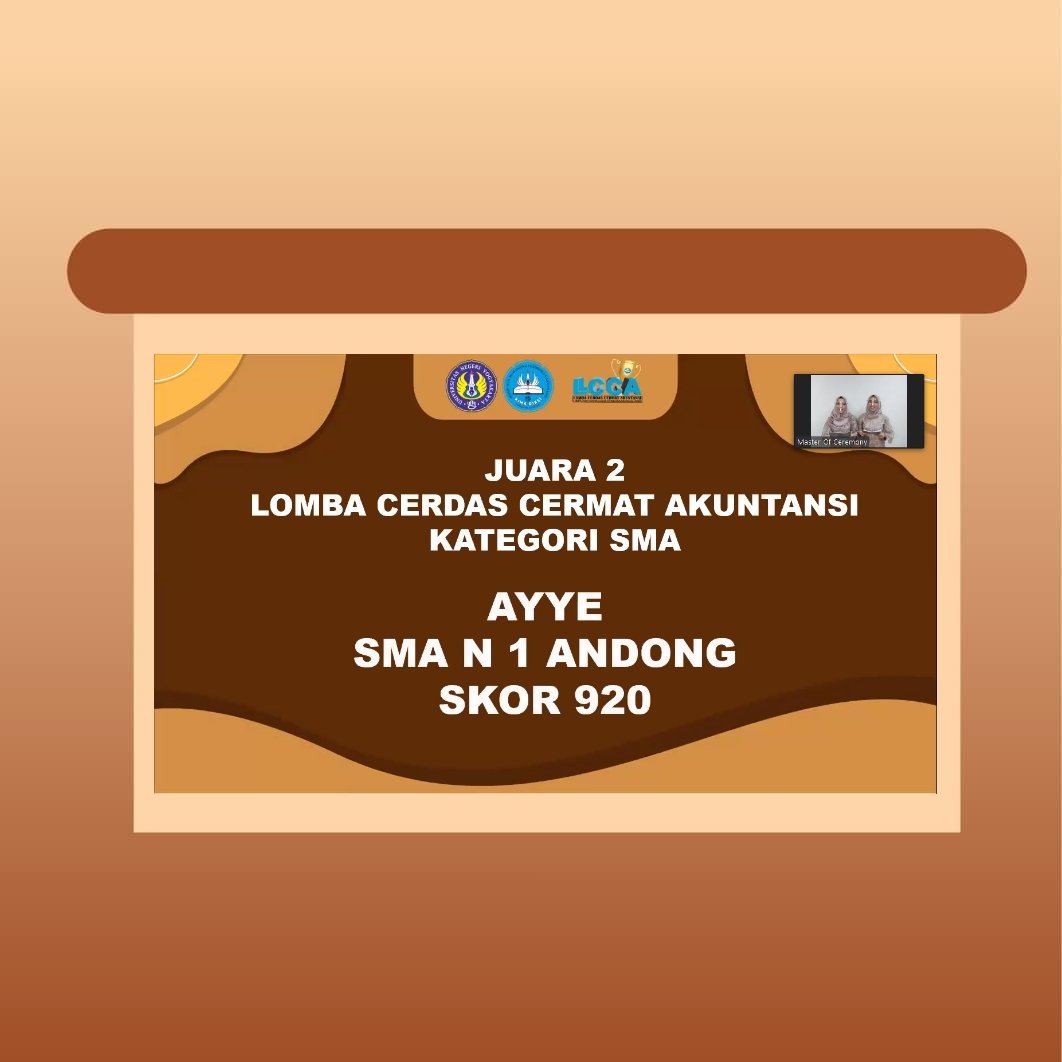 lccafebuny's tweet photo. [PENGUMUMAN BABAK FINAL LCCA FE UNY 2021]

✨ Pengumuman babak final LCCA SMA 2021✨

Kejuaraan SMA diraih oleh :
1. Historical Cost dari SMA N 1 Probolinggo
2. Ayye dari SMA N 1 Andong
3. TIM A ICP dari MAN INSAN CENDEKIA PASER

BREAK YOUR LIMIT BE A CHAMPION! https://t.co/mnSqJSJYsK