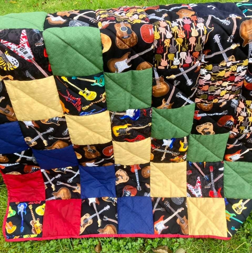 QuiltsforDreams's tweet photo. #etsyshop #guitars in a #patchwork #quiltedthrow gift for #musicteacher care home gift, #lapblanket #musicstudent #guitarplayer #etsysale #handmadegift https://t.co/H5aDQq4GMK  #patchworkthrow #handmadegift #christmascountdown #craftbizparty https://t.co/8x80lodk66