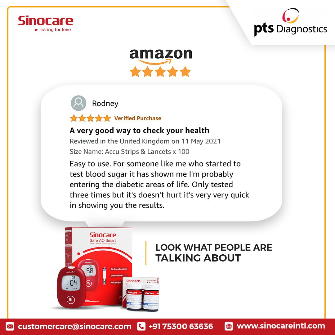Sinocare1's tweet image. We have been creating a safer experience in our diabetic community for 19 years now and are still thrilled about what our clients have to say. 

Get yours now.

#bloodsugartesting #reviews