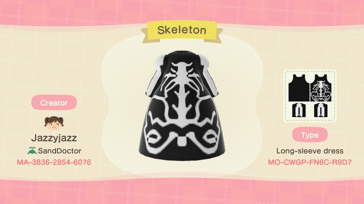 JasminAmber2001's tweet photo. Here is a #Halloween #LongSleeveDress that I made to do with #Skeletons #ProDesigns #AnimalCrossing #ACNH #NintendoSwitch https://t.co/BVvlK3s5eQ