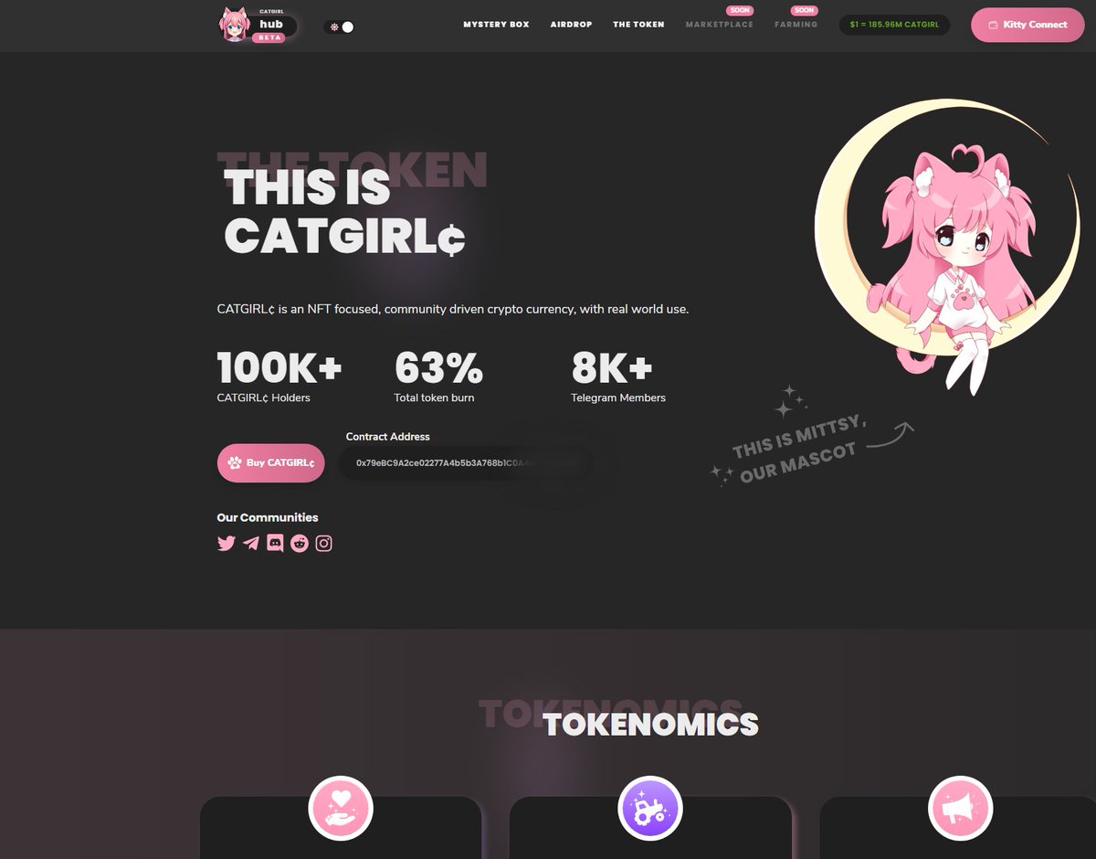 aiaftermath's tweet photo. @CHXPO Welcome to the Nekoverse of BSC catgirls 😼😻
Why don't you get yourself some catgirl and see if you are lucky enough to get the paw-some mittsy NFT?? 😻😼
Ecosystem: NFT Marketplace &amp; Farming, LP staking and P2E games on the way!! 
#catgirl #BNB  #BSC #NFTGiveaways #catgirlcoin https://t.co/Klf5SfOq7J