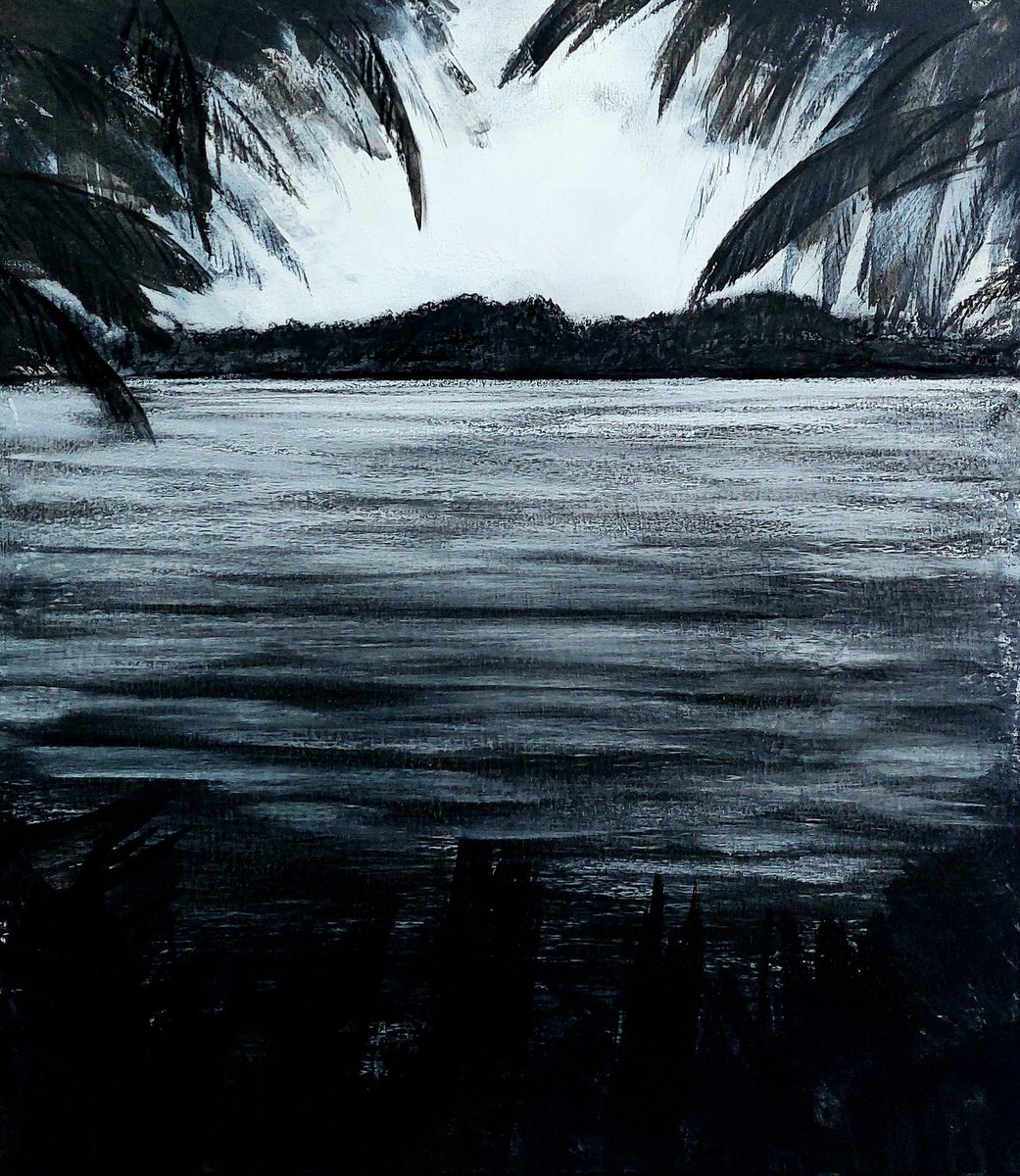 THerrewege's tweet photo. Really enjoying drawing from memory and transporting myself out of a very rainy Autumn in the UK so far. I would give my left arm to be back in Costa Rica right now!

#tropical #landscape #jungle #view #tropicallandscape #palmtrees #clearwater #costarica #charcoaldrawing https://t.co/WtLEPOvmeQ