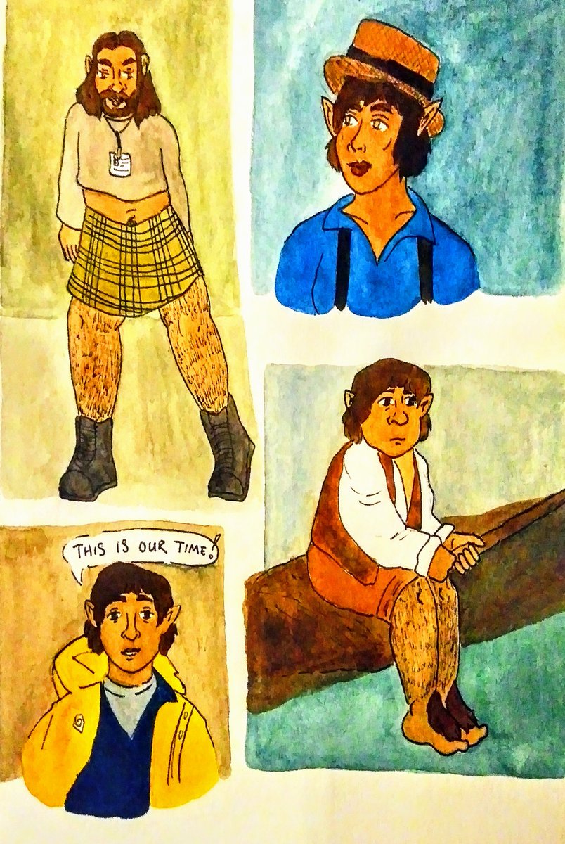 bythestedeside's tweet photo. Happy #Hobbitween all!!!
I have 4 semi spooky drawings to share for the spirit of Halloween and the love of Lotr
Our post quest hobbit/human crew in costumes
lesbian Samfro vampires
Lotr characters in the outfit of a character of the other actor's (I hope that makes sense?) https://t.co/OSxFXs4j3C