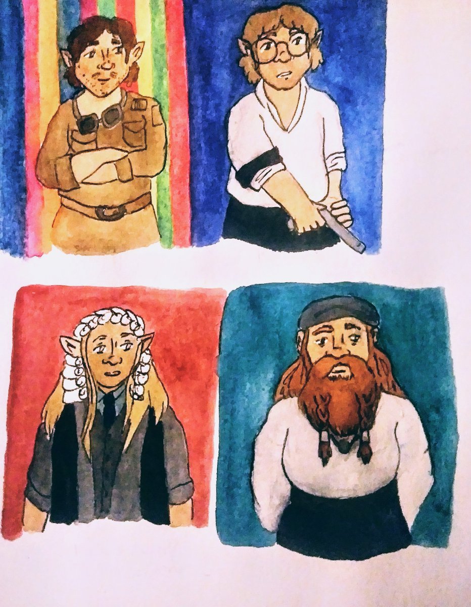 bythestedeside's tweet photo. Happy #Hobbitween all!!!
I have 4 semi spooky drawings to share for the spirit of Halloween and the love of Lotr
Our post quest hobbit/human crew in costumes
lesbian Samfro vampires
Lotr characters in the outfit of a character of the other actor's (I hope that makes sense?) https://t.co/OSxFXs4j3C