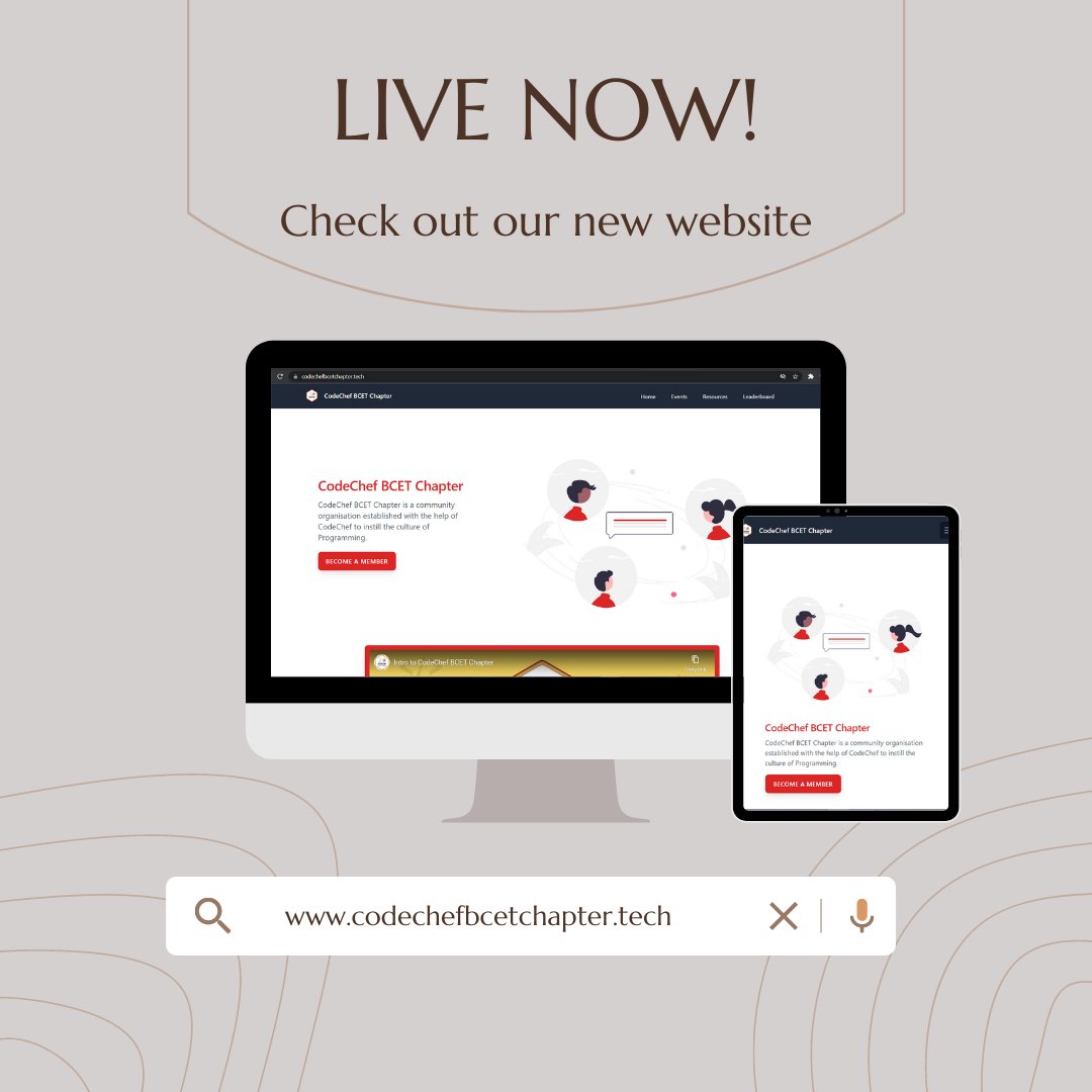 CodeChefBCET's tweet image. On this special day something very special is going to happen.😁
Tada!!🎊 We are launching our first website..😋

Everyone Have a look 👀
Website : codechefbcetchapter.tech
Thanks to Wasim and Saurabh for their amazing contributions.🤗

Do share this on your social handles