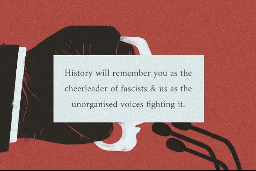 angrybrowngal's tweet photo. we are unorganised no more.
~(Illustration by Sébastien Thibault for New York Times’ “When Europe’s Far Right Came for Me”) .
.
#jamiaprotest #indiarejectsnrc #solidaritywithjamia #fascism #democracydiesindarkness #democracyisdead #modia #indiaagainstcaa #DemocracyShallWin https://t.co/wt3oHWmiU5
