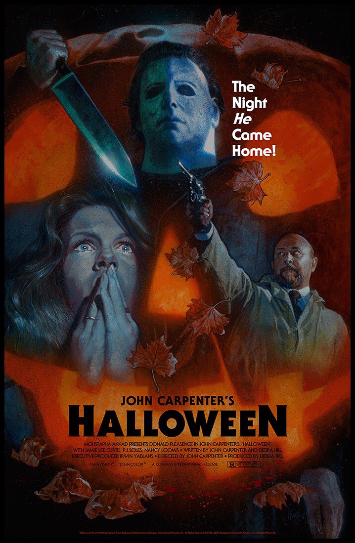 #Film89PosterOfTheDay
No.1453
Halloween (1978)
(Artist: <a href="/hughflemingart/">Hugh Fleming 🦋</a>)
Director: <a href="/TheHorrorMaster/">John Carpenter</a>