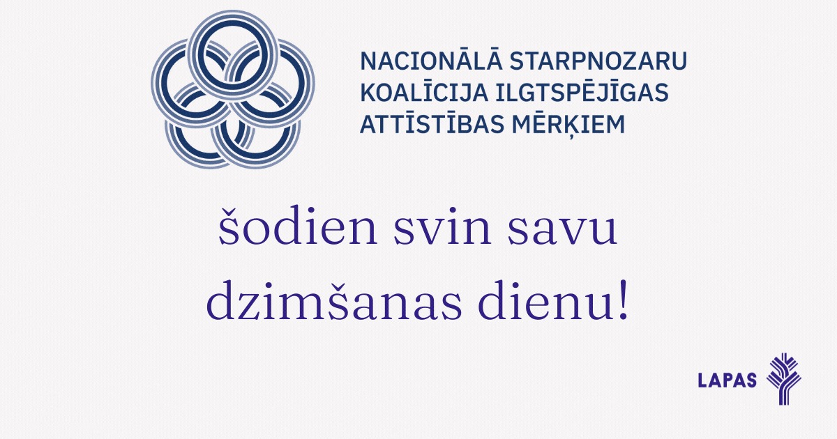 🎉Nacionālajai Starpnozaru koalīcijai Ilgtspējīgas attīstības mērķu ieviešanai šodien dzimšanas diena!

Ja arī Tev vai Tavai organizācijai interesē ilgtspējas tēmas, pievienojies domubiedriem, rakstot info@lapas.lv!

#IAM #SDG17 #AktivoIedzivotajuFonds #ActiveCitizensFund