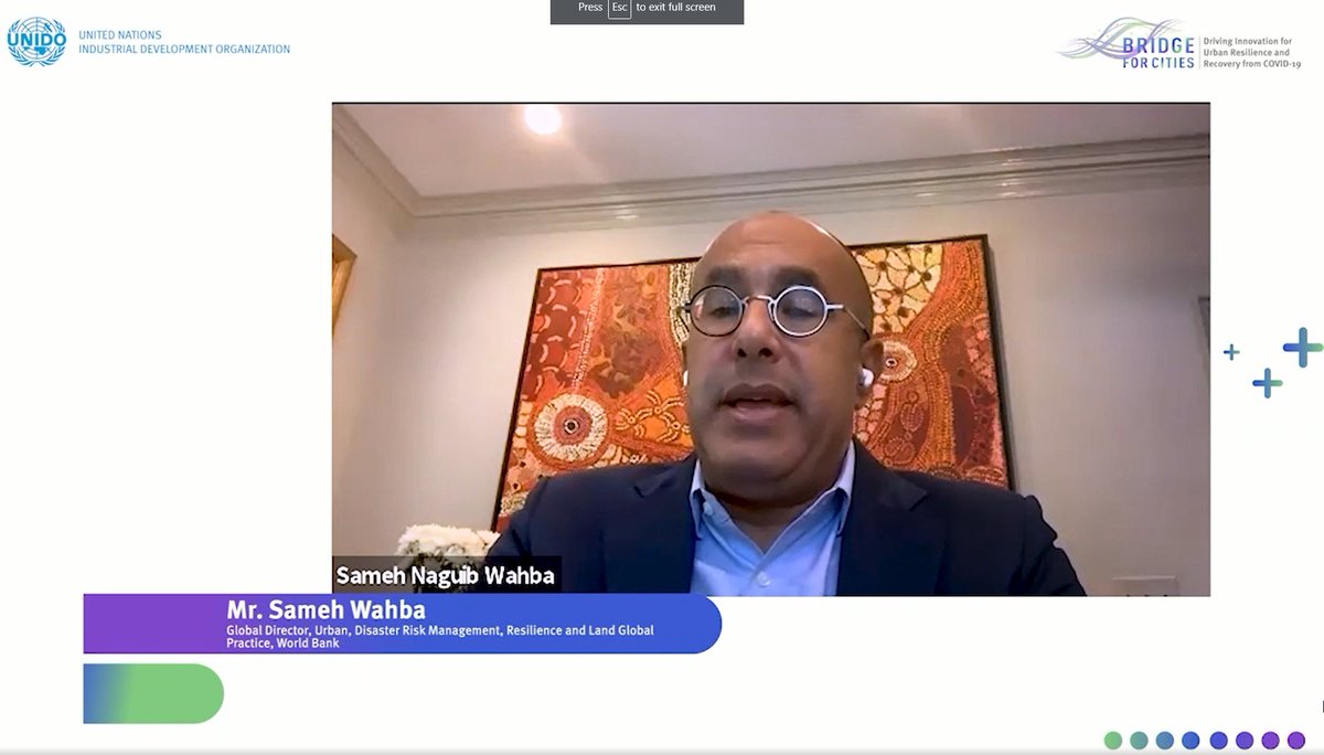 🔴#BridgeforCities 2021 is LIVE now!

Sameh Wahba from World Bank highlights - "Now, as they look to a post-pandemic world, cities have to plan and implement a green, inclusive and resilient recovery" 

#UNIDOBridge #COP26 <a href="/SamehNWahba/">Sameh Wahba</a>