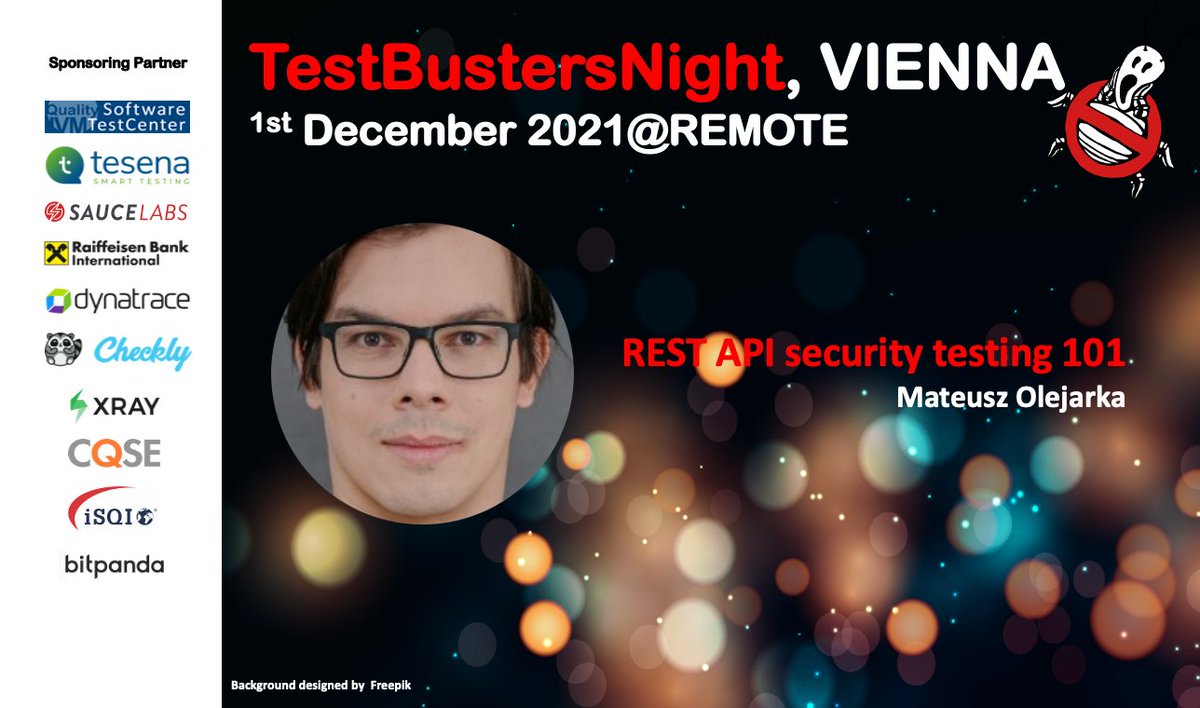 RudolfGroetz's tweet photo. Who ya gonna call? #testBustersNightVIENNA - Join @molejarka talk about "REST API security testing 101" #atamVIE sponsored by  @IVM_at @TesenaCZ @saucelabs @RBI_Presse @Dynatrace @checklyHQ @XrayApp @cqse @iSQICert @bitpanda RegisterFREE: https://t.co/q6P6zpjx5E https://t.co/3uLsj49g8s