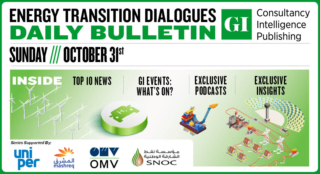 𝗗𝗮𝗶𝗹𝘆 𝗕𝘂𝗹𝗹𝗲𝘁𝗶𝗻: Energy Transition Dialogues 
𝗖𝗟𝗜𝗖𝗞 𝗛𝗘𝗥𝗘 ▶ bit.ly/3ExY2hW
 
#Energytransition #hydrogen #climatechange #renewableenergy #ArtificialIntelligence #COP26 @EnergyInstitute @PeterGodfreyEI @RyseEnergy @sebastian_foot @TimBuckleyIEEFA