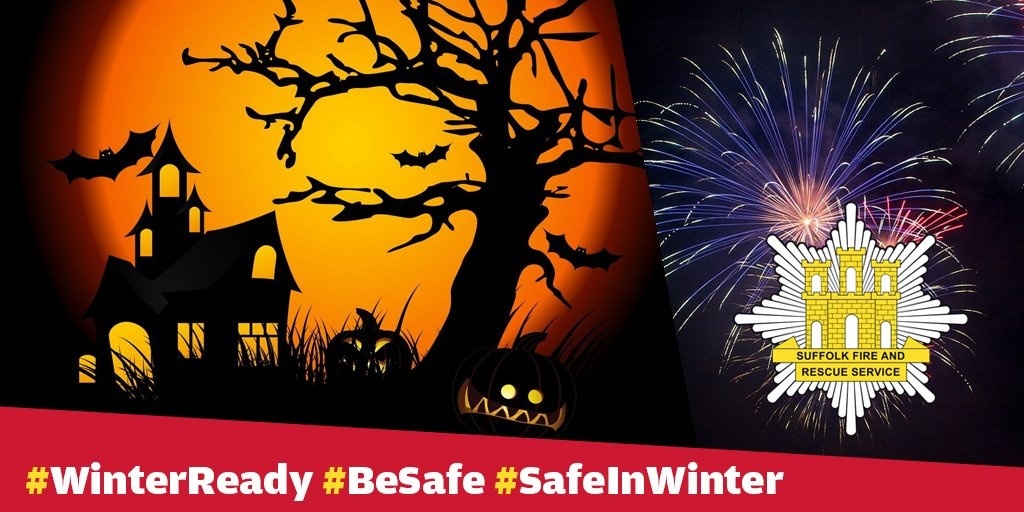 SuffolkFire's tweet photo. 👻🎃 Happy Halloween from Suffolk Fire and Rescue Service! 👻🎃
Follow these top tips to #StaySafe ⬇️
Don’t overload electrical sockets 🔌
Use LED candles in pumpkins 🕯️
Turn off decorative lights ✅
Keep costumes away from flames 🔥
#WinterReady #SafeInWinter https://t.co/9vrEqY2r9P