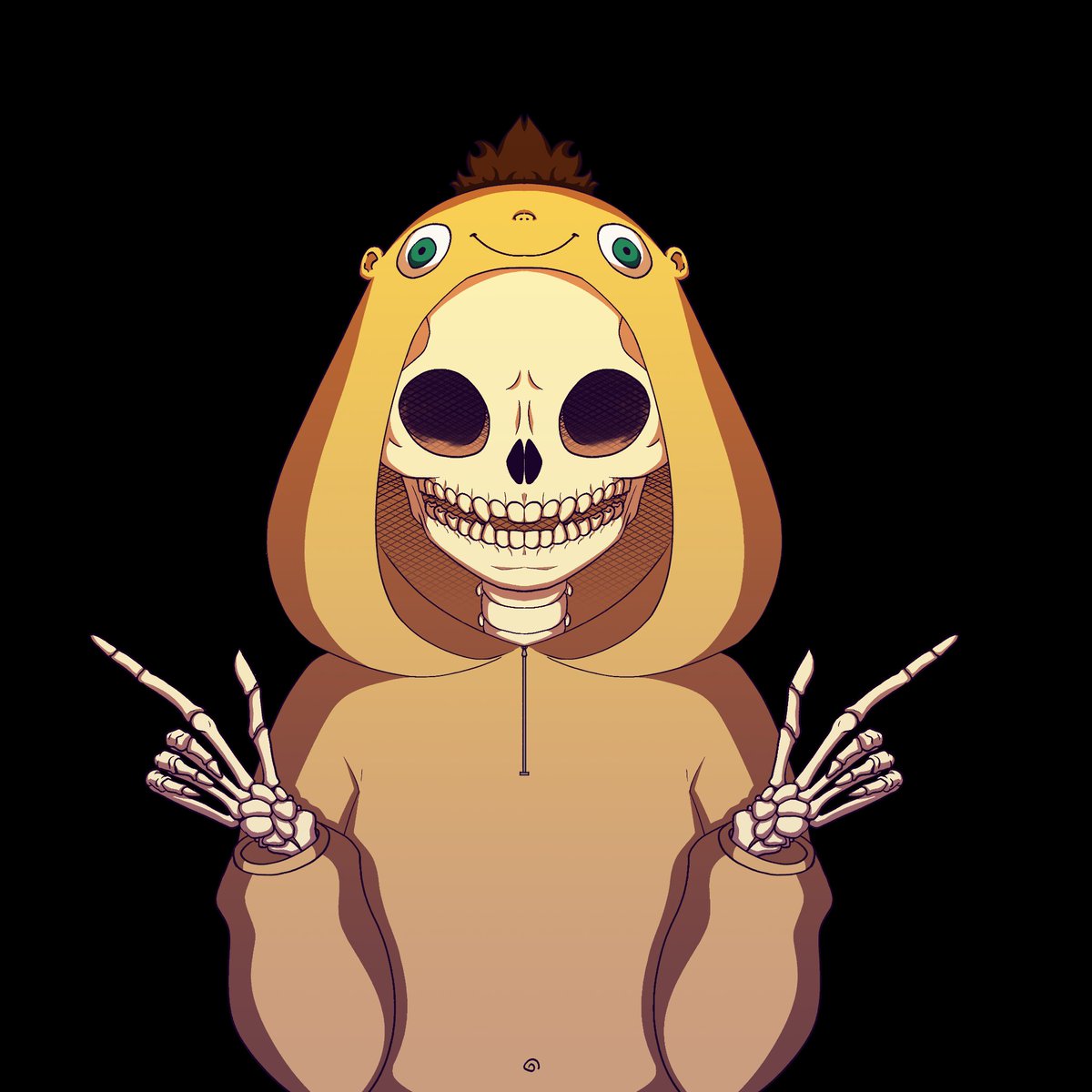 chanspri's tweet photo. @nft_for_life_ Happy Halloween, says the Skeleton dressed as a human. It's a special edition of the Pijama Girls!
https://t.co/Y0GqTxXKeW https://t.co/GgacapppyV