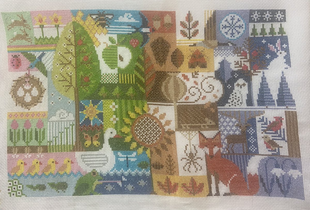 Promised I would tweet when I’d finished this, so I am! Sampler of the seasons finished in plenty of time for my daughter’s birthday 🥳 #crossstitchfortheearth #crossstitch #scottishstitchers #stitchrovia #slowstitching #handmadebyme