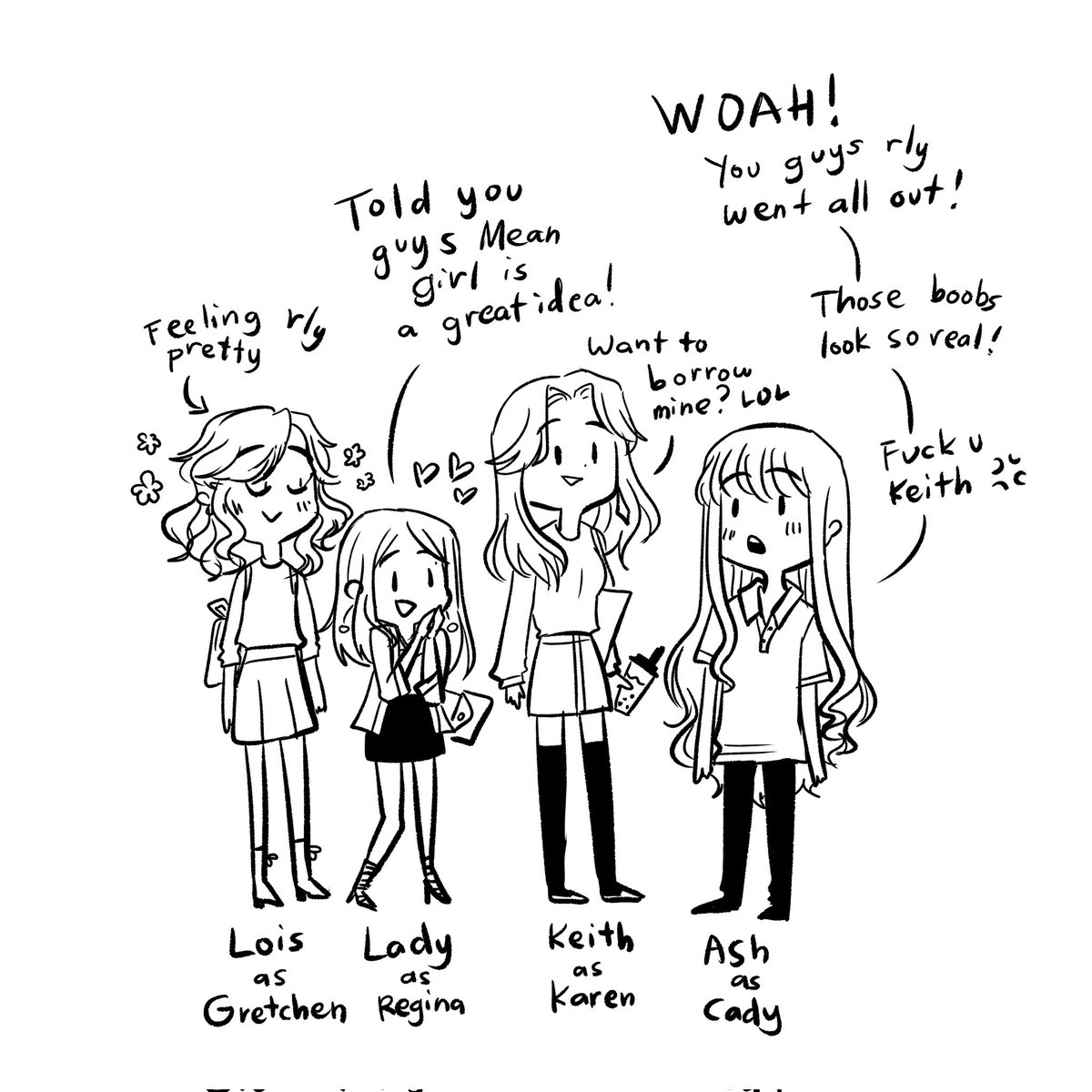 halloween throwback with Ash, Lois, Lady and Keith as the mean girls!!! ๐ฅฐโจ๐