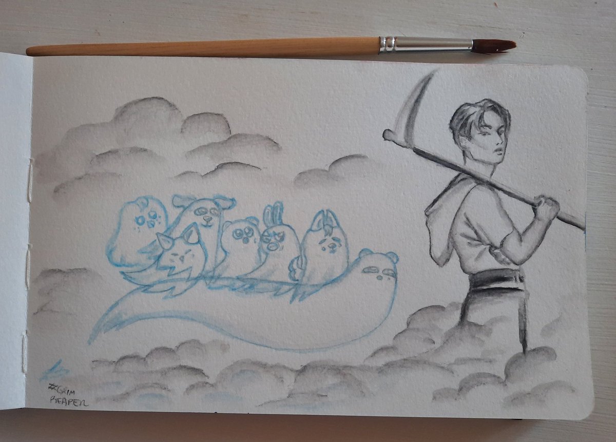 ludovicabacci1's tweet photo. #SKZtober2021 #GrimReaper #watercolourpencil #halloween #Straykidsfanart #StrayKids https://t.co/6woZuce2j8