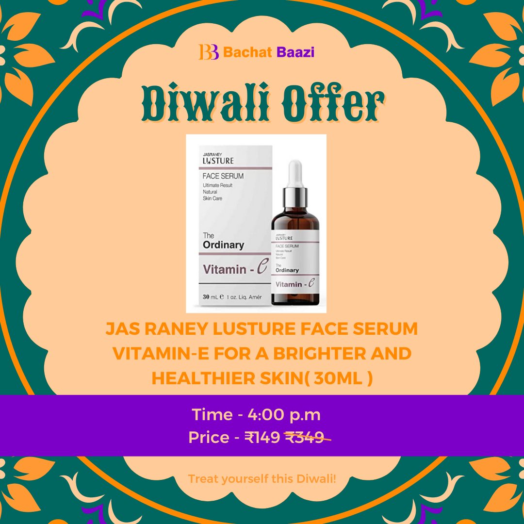 JAS RANEY LUSTURE FACE SERUM Vitamin-E FOR A BRIGHTER AND HEALTHIER SKIN( 30ml ) will be available at the lowest possible price at 4:00 PM⁠.⠀⠀
⠀⠀
Link in Bio⁠⠀⠀
⠀⠀
#ecommerce #ecommerceapp #product #sale #salesalesale #offer #offerprice #offersale #discount #shopping