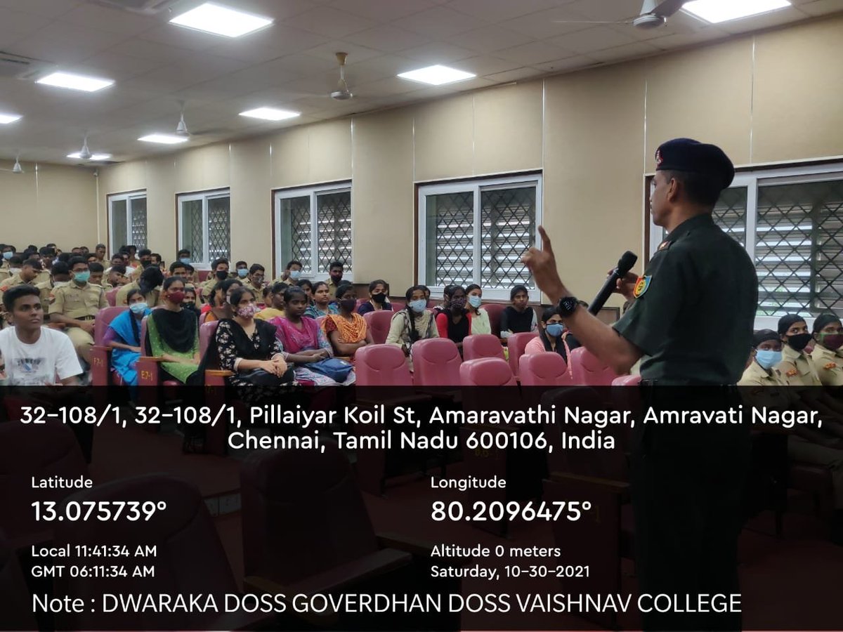 dgvnccinfantry's tweet photo. We had organised a seminar on "CAREER IN ARMED FORCES" On 30.10.2021 at our college campus.
The event was cherished by army recruitment officer, Col Gaurav Sethi. And the guest of honor was Lt Col P. Suresh. This was initiated by Lt.Dr. P. Arularsan.
#DGNCC #js2021 #IndianArmy https://t.co/6pKwDxloSg
