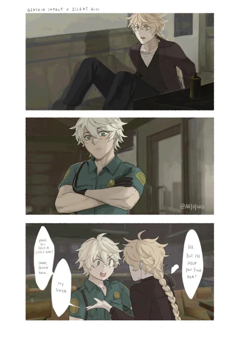 Spoopy month 🎃 parodying my favorite horror game with my favorite ship resulting to.....whatever this is....

(background taken from the game bcs I don't have the diligence)
#aethernett 
