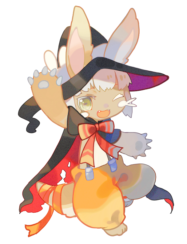 nanachi (made in abyss) hat one eye closed 1other animal ears halloween costume witch hat solo  illustration images