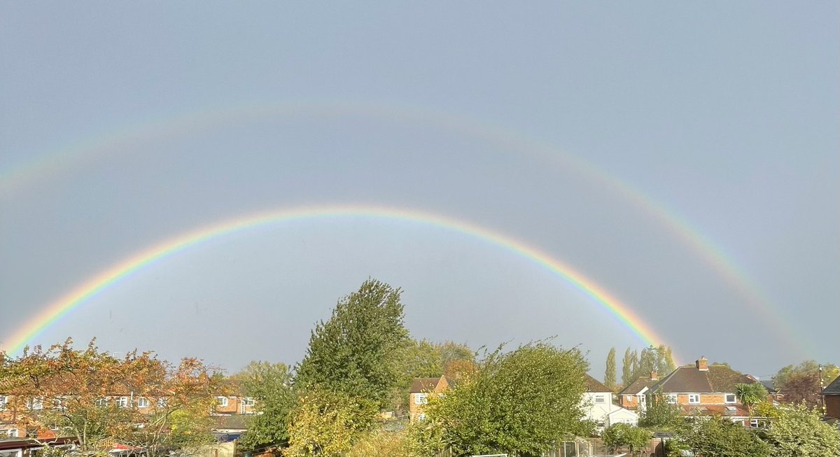 Just had insane winds about 40 mins ago in Didcot. Brought down a large branch which covered the road from a tall pine tree. Never seen wind like it in the UK. We did get a nice double rainbow after though.  #ukweather #didcot #doublerainbow #wind