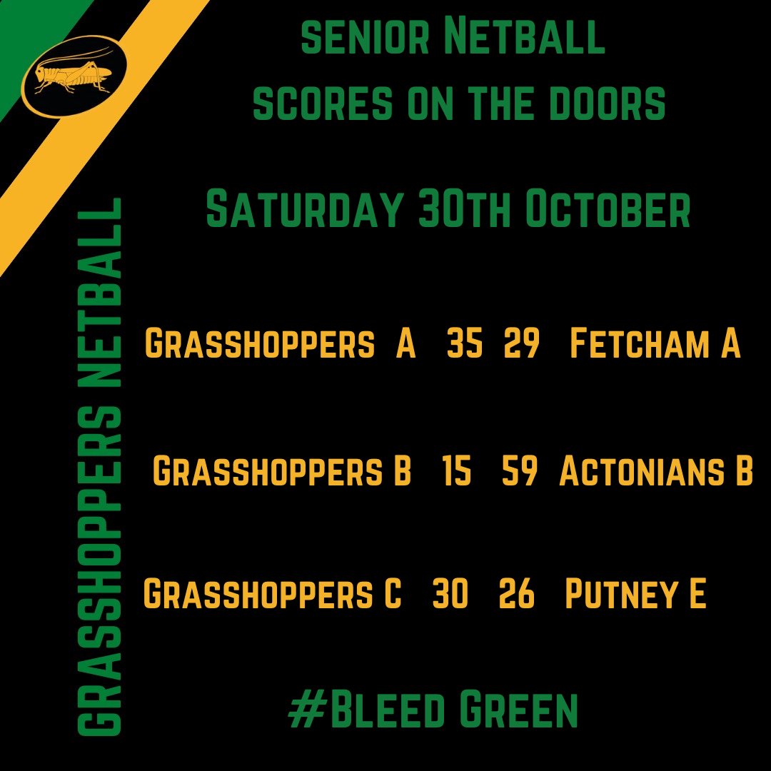 GrasshoppersLDN's tweet photo. Two good wins for our netballers vs @FetchamNetball @Putney_Ladies but a tough day for our Bs vs @ActoniansNC. Well done ladies. #BleedGreen #Netball #Netballer #WomenInSport #MiddlesexNetball #WestLondon #Hounslow #Osterley #Isleworth #Brentford #Chiswick https://t.co/XNIO4cZs7d