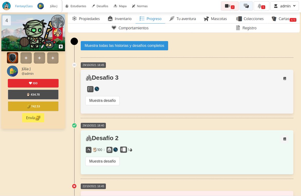 FantasyClassApp's tweet image. 🏰FantasyClass.app 1.89: Batallas de grupo vs monstruo. Asignación de cartas, insignias, etc. en acciones masivas. Ahora se pueden dar coleccionables aleatorios en desafíos. ¡Mejoras en progreso, y más cosas! #FantasyClass #gamificación #gamification