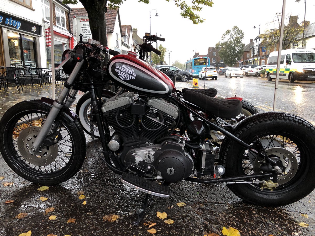 KazBiker's tweet photo. It was a wet ride here but worth it!
A couple of bikes at @BikeStopUK already already - the red one is a Suzuki GZ 125 and the other is a Budget Bobber - made from parts laying about in his workshop - so cool 😎
#MintCustoms
Bike Stop
#custommotorcycle #motorcycle #motorbike https://t.co/WSsmNGpL4j