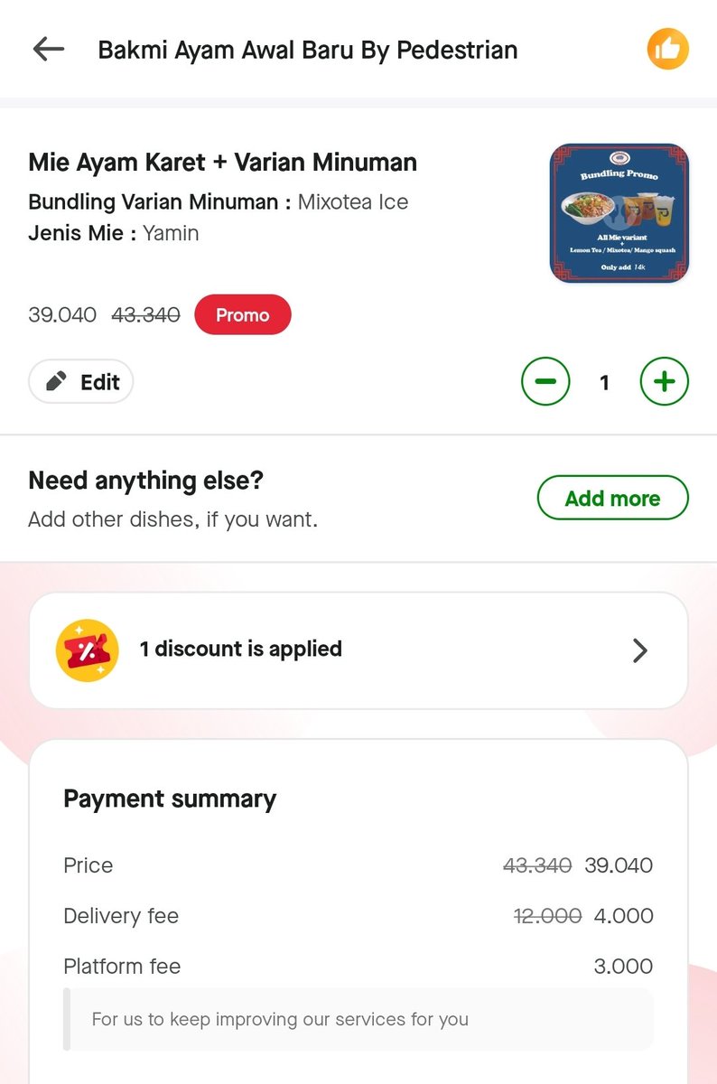 christiyono's tweet photo. Buat warga Salemba, Percetakan Negara, dan sekitarnya, Bakmi ayam awal baru lagi ada promo di beberapa platform. Promo diskon bisa dicek di gambar terlampir, dan kalo mau dine in juga bisa dateng langsung di Pedestrian Coffee. Akun ig : @/bakmiawalbaru &amp; @/pedestrian.coffee https://t.co/n3iyRJkN4L
