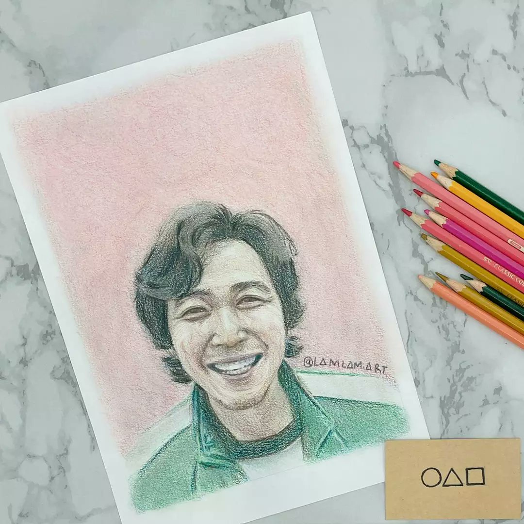 lamlam_art's tweet photo. My drawing of gi hun #squidgame #gihun #squidgamenetflix #LeeJungJae https://t.co/iDT34R7gdI