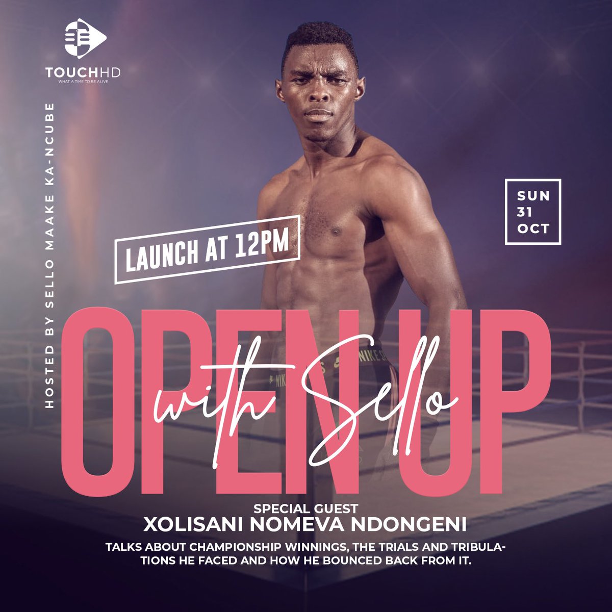 TheTouchdown326's tweet photo. In this episode we have the great @nomevaXN, a boxing champion! 
On this episode he talks about the successors and step backs in his boxing career. 

Don’t miss this one! 
Episode now out on our Touch HD website!! 

#openupwithsello 
#touchhd https://t.co/EXBYFRwKbO