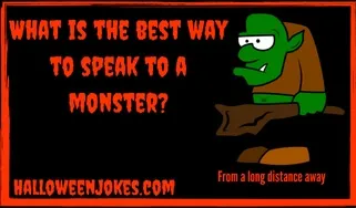 HalloweenJoke's tweet photo. #HalloweenJokes 
What is the best way to speak to a monster? 
From a long distance away!🎃👻💀👹☠️
#halloween2021 
#monsters 
#LOL https://t.co/bl9W8sawyJ