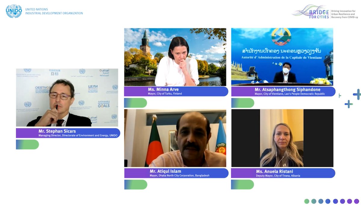 🔴#BridgeforCities 2021 Mayors Roundtable is LIVE now!

Mayors and Deputy Mayors are discussing concrete responses and initiatives linking #greenrecovery and growth with global #climateaction

Join us: lnkd.in/gC_inagv

#UNIDOBridge #WorldCitiesDay #COP26