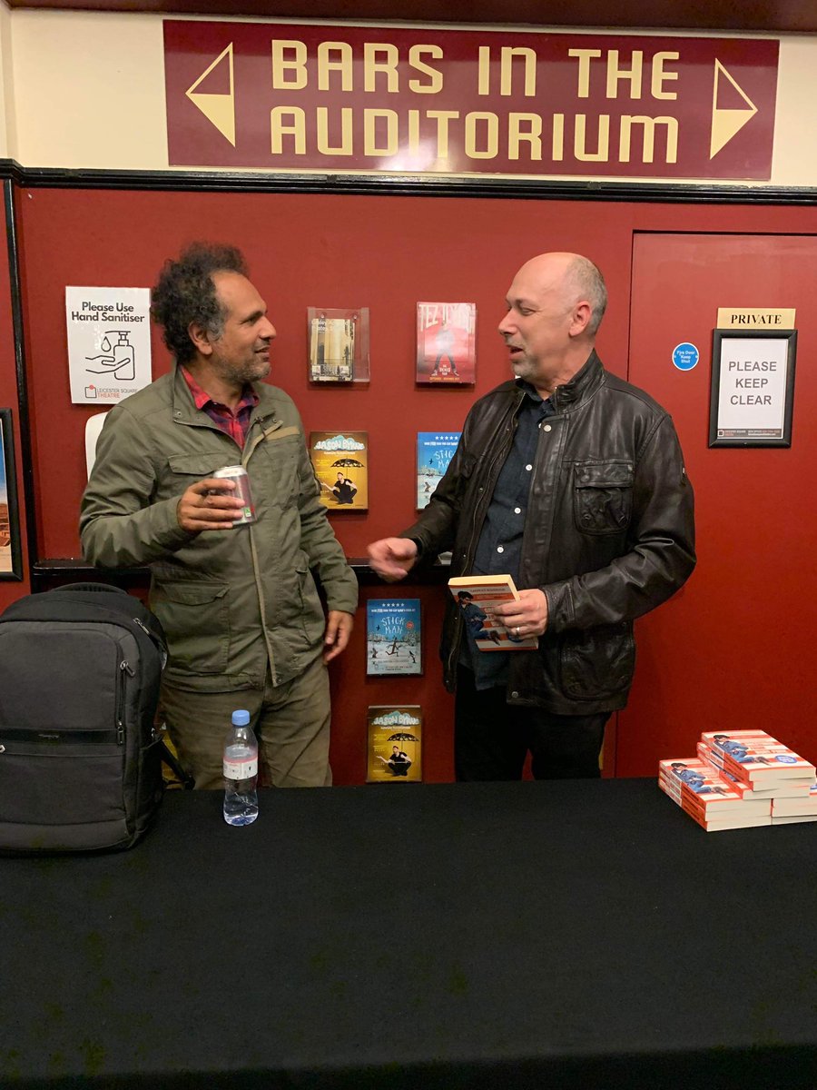 jon_brett's tweet photo. Was interesting meeting Bruce Springsteen superfan @sarfrazmanzoor, screenwriter of Blinded By The Light in London this week. We were able to swap Bruce/Billy stories and exchange books ☺️ https://t.co/tNuPWIkVFg https://t.co/HIKdhuhk9f