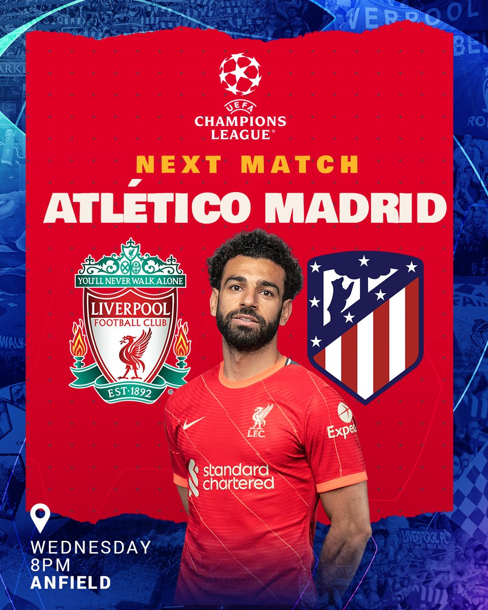 LFC's tweet photo. Next up: @Atleti at home in the #UCL 👊 https://t.co/dtUFqQU0Pe